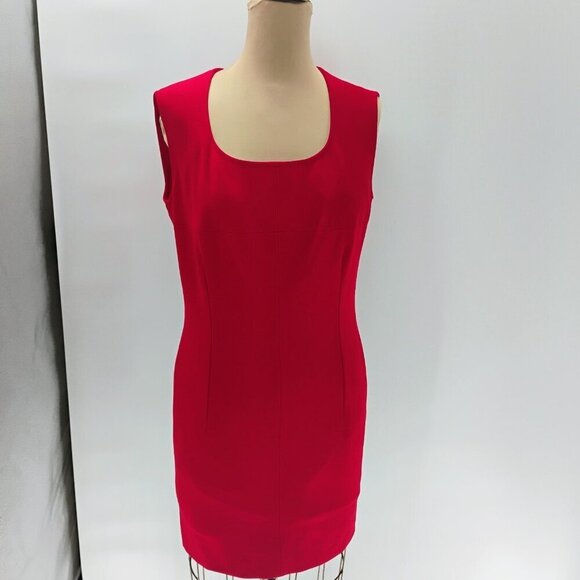 Escada wool dress w/ matching blazer jacket red orange exposed zipper classy - Picture 16 of 16